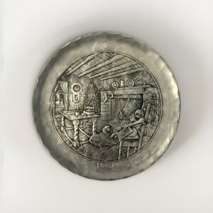 Vintage Wendell August Forge Annual Pewter Christmas Plate 1978 7.5 in